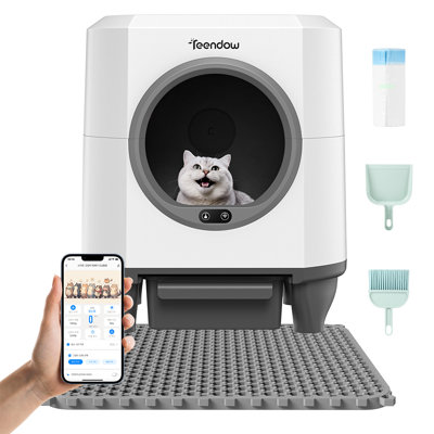 Automatic Self-cleaning Cat Litter Box With 80l Capacity, Odor Control, App Control,washable Design, For Multiple Cats, Includes Mat