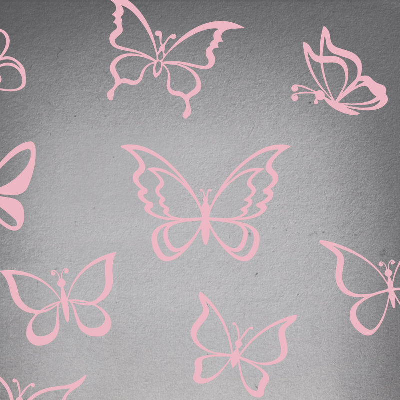 Adhésif décoratif papillon, H 55 po x l 58 po x P 0,01 po, Rose œillet