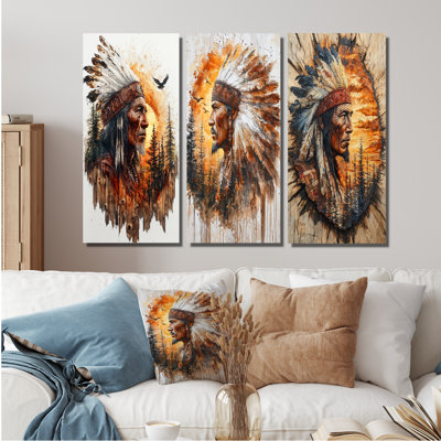 Native American Warrior Energy Of Forest I - Collection d'art mural moderne