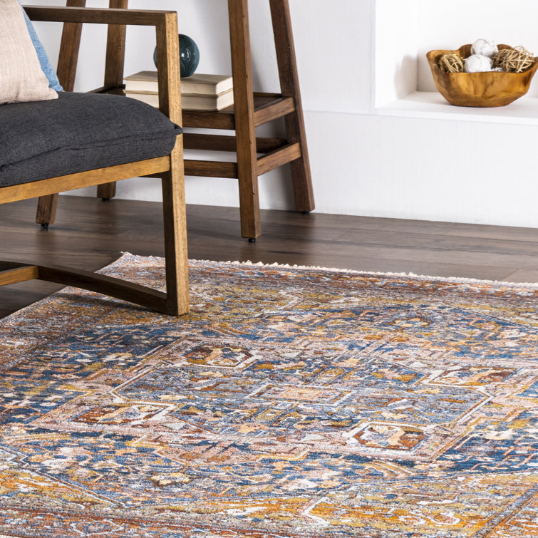 Windmere Traditional Oriental Medallion Rust/Brick/Navy Area Rug