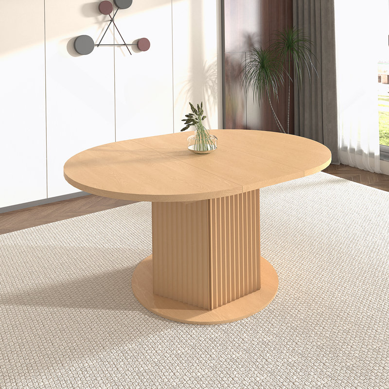 Table de salle à manger ronde pour 4 à 6 personnes, table de cuisine avec base à texture bosselée, table de salle à manger en bois pour les réunions de famille