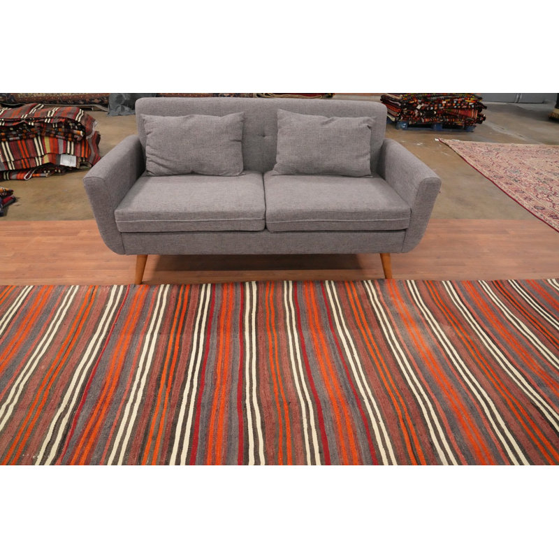 Tapis rayé en laine 5 x 11