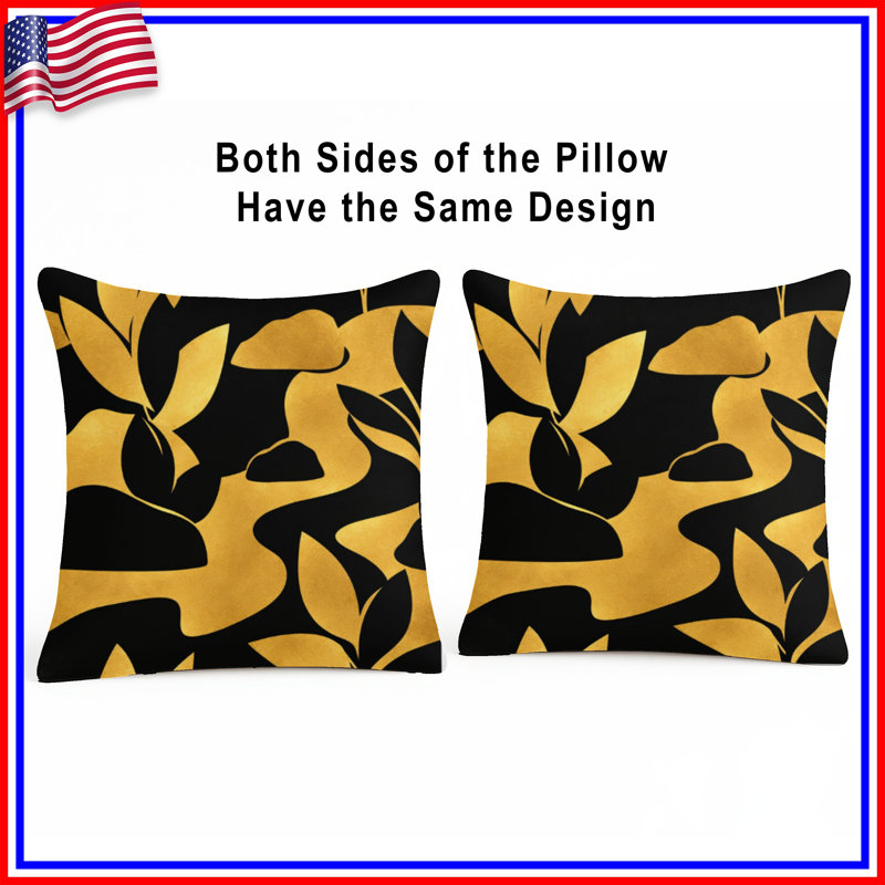 Coussins décoratifs camouflage, 14 x 14 inches, Black Gold