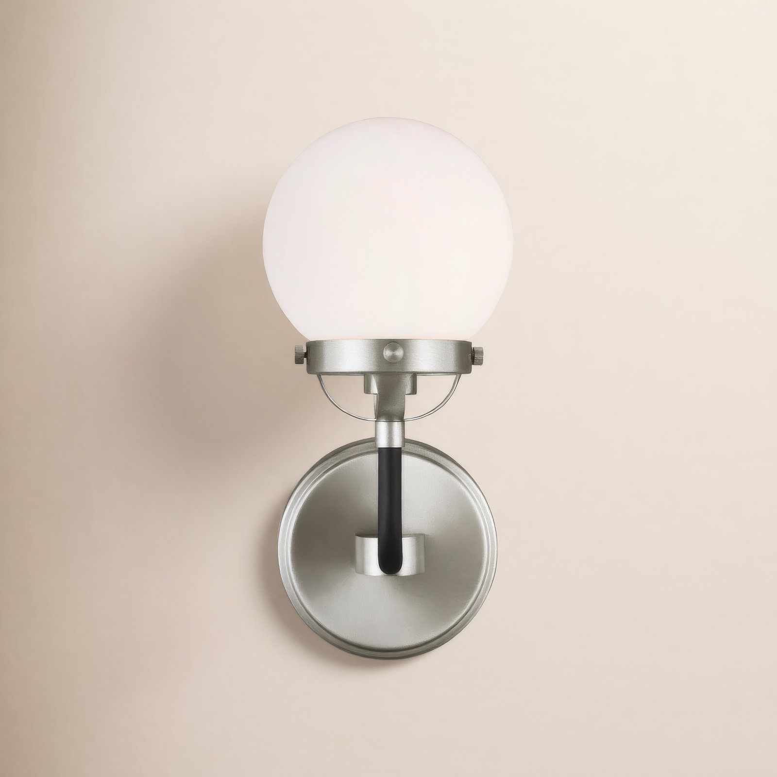 Newport Single Light Armed Sconce, Brushed Nickel, No 
