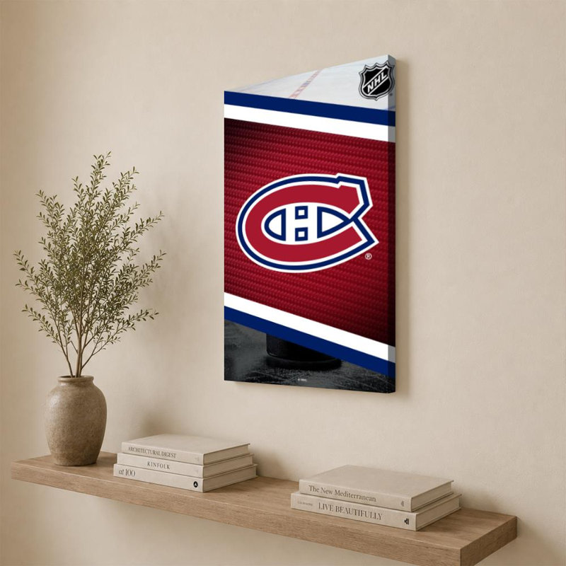 Art mural de la LNH des Canadiens de Montréal, H 36 po x l 24 po, Toile tendue, Ne s’applique pas