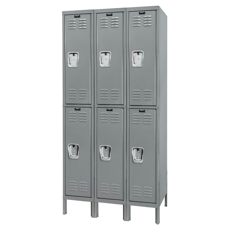 Casier Premium à 2 sections - Rang 6, Gris foncé, H 78 po x l 45 po x P 21 po, Assemblé