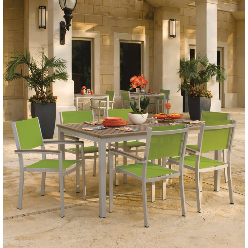 Travira 7-Piece Dining Set, Vintage Teakwood, Go Green