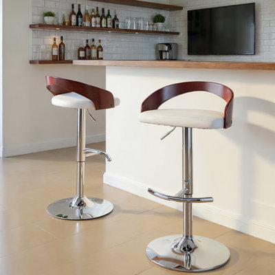  Tabouret de bar réglable Laurenzio avec repose-pieds arrondi en T