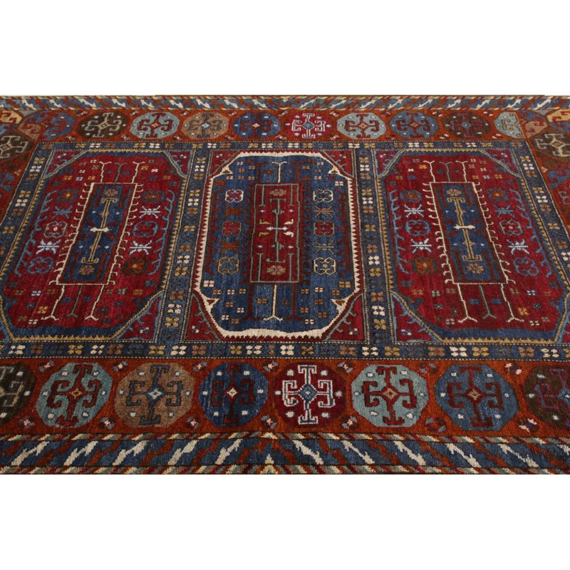 Rug & Kilim’S Tribal Rug In Red And Blue Geometric All Over Pattern, Rectangle 8' x 10'