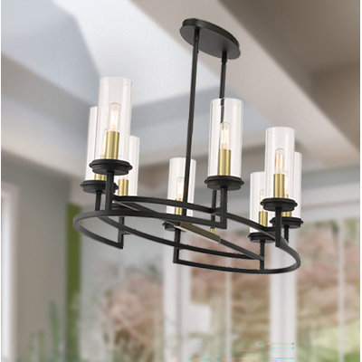 Luminaire suspendu roue de chariot en charbon doux à 8 lumières Hillstone