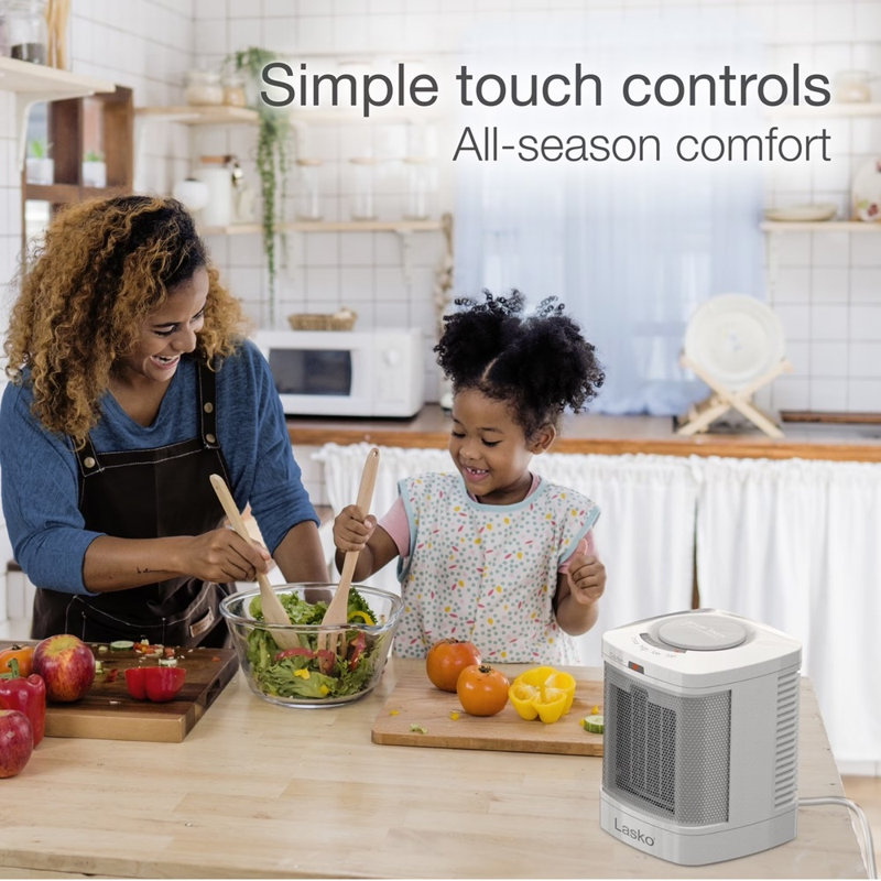 Lasko 8" 1500W Electric Bathroom Space Heater with ALCI Safety Plug and Timer, CD08210