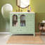 Meuble-lavabo moderne 36 po - Finition vert éclatant - Portes en verre gaufré - 4 tiroirs profonds - Compatible avec un robinet de 8 po - Charnières à fermeture en douceur?