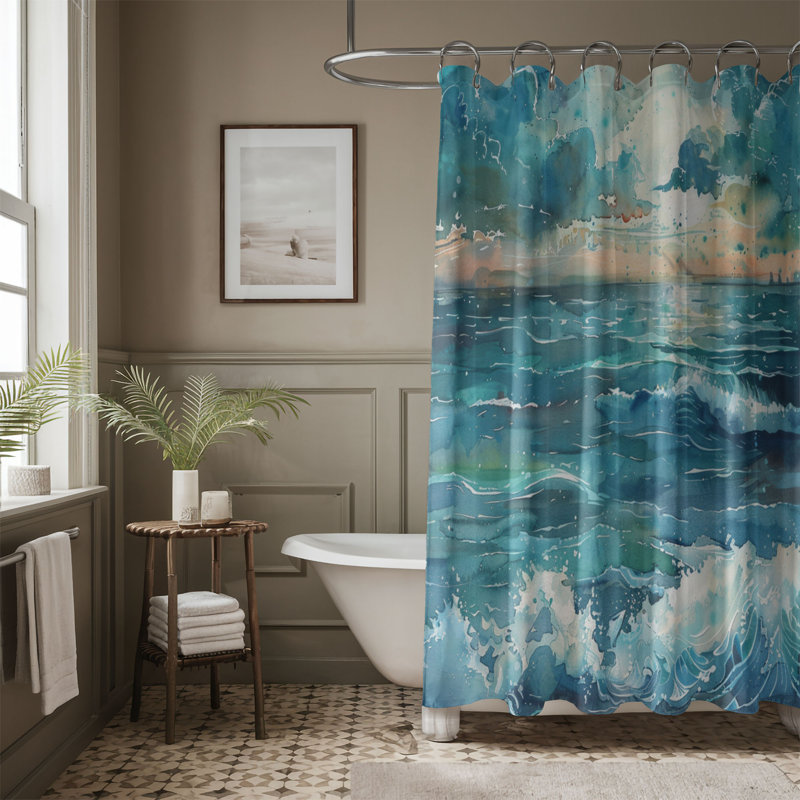 Rideau de douche standard 1 pièce Vivid Ocean, H 74 po x l 71 po