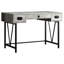 Bureau d'ordinateur 48 po pour bureau à domicile, finition en stratifié gris, structure en métal noir, compartiments de rangement avec rangement, l 48 po et métal, transitionnel