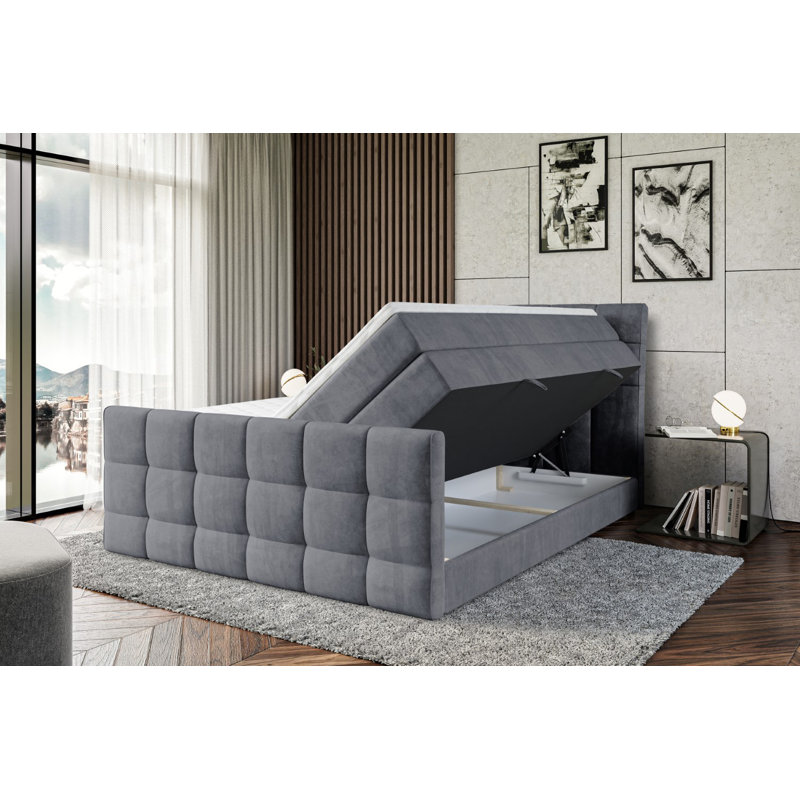 Brookelynne Divan Bed Set, 180cm W x 200cm L, Dark gray
