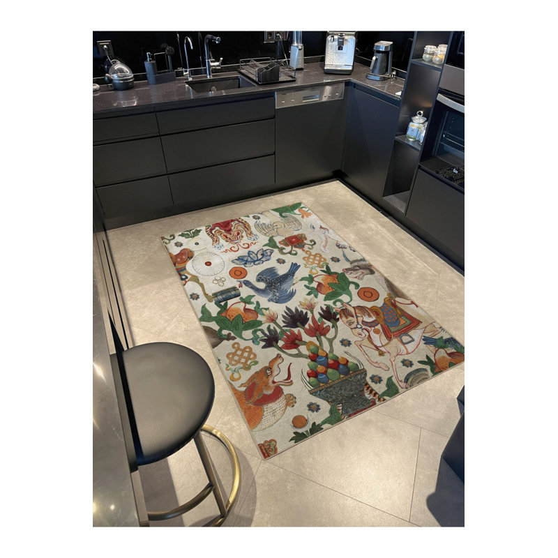 Tapis décoratif moderne à motif de cheval d'éléphant à motif tropical lavable à la machine