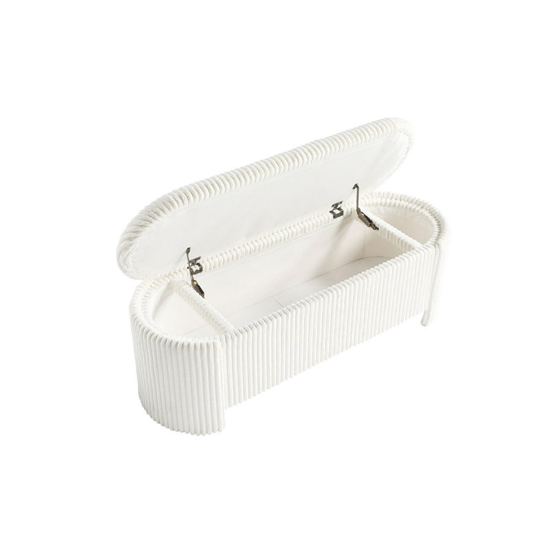 Banc en velours côtelé Watford avec compartiment de rangement caché, Blanc