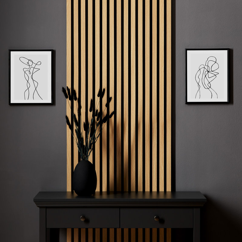 Mishay Wall Paneling in Brown/Black (4-pack), 120cm H x 60cm W x 2.5cm D