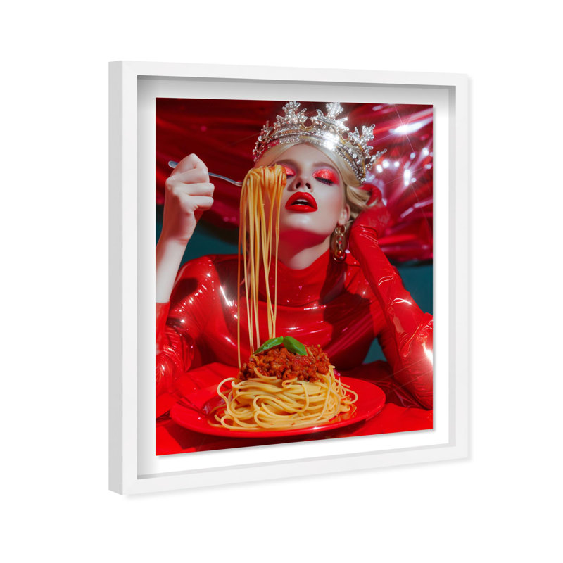 Oliver Gal Holy Pasta Fashion and Glam - Glitter Framed Shadowbox Art, Black, 31.5" H x 25.5" W