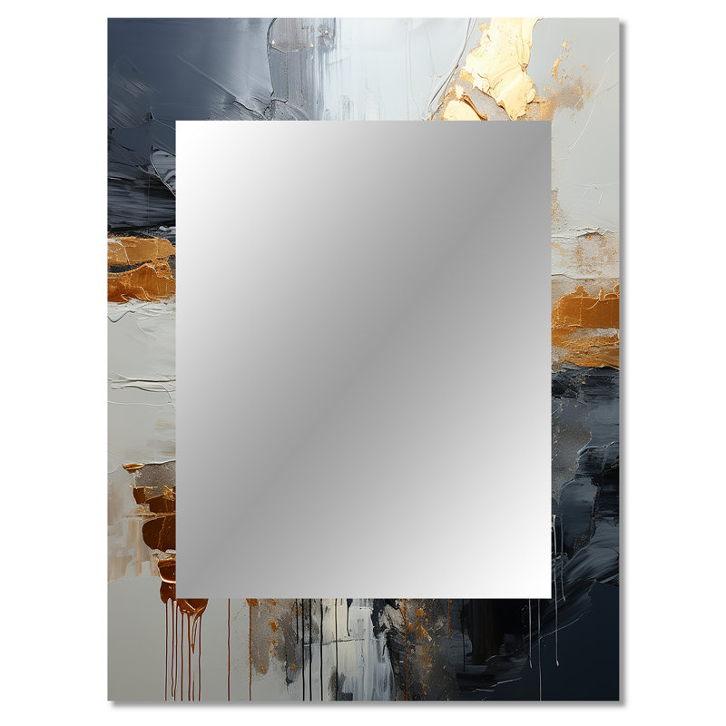 Or et gris moderne liquide formes I - abstrait moderne formes murales uniques, miroir moderne et contemporain, art imprimé en métal