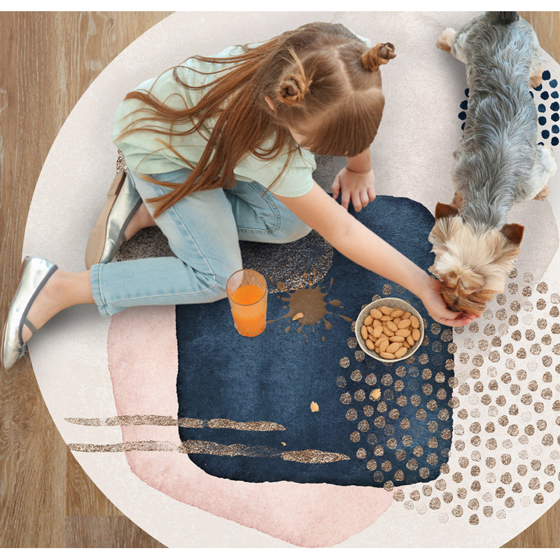 Bastoam Vinyl Machine Printed Area Rug, Round 150cm