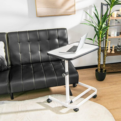9-Position Height Adjustable C Shaped Bedside Table, Laptop Desk for Home