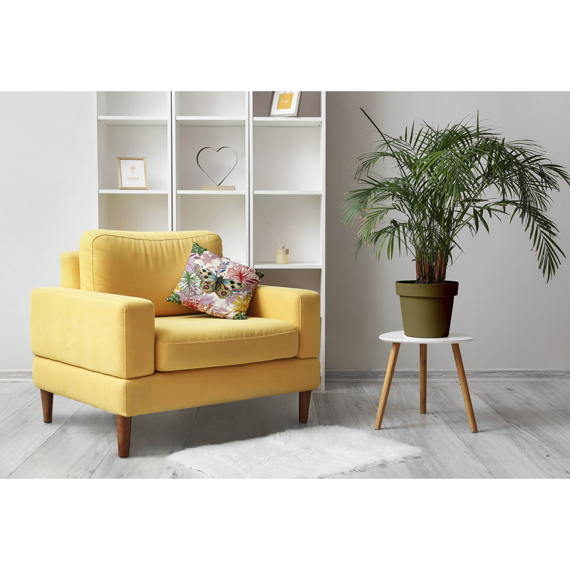 Coussin décoratif papillon en fouillis floral PFN1623GR71, H 16 po x l 16 po, Square