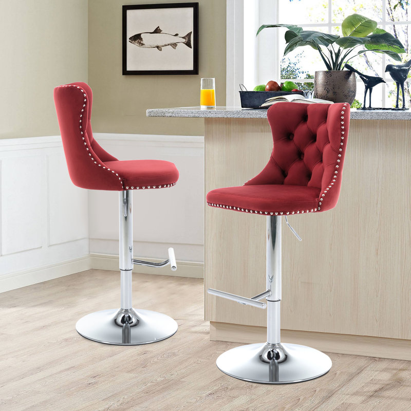 Très grand tabouret pivotant de 34,1 po Revakshi, Rouge