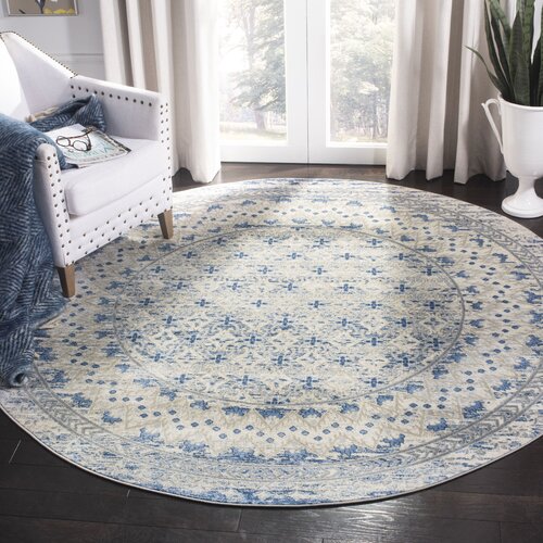 Bungalow Rose Llana Performance Light Gray/Blue Rug & Reviews | Wayfair