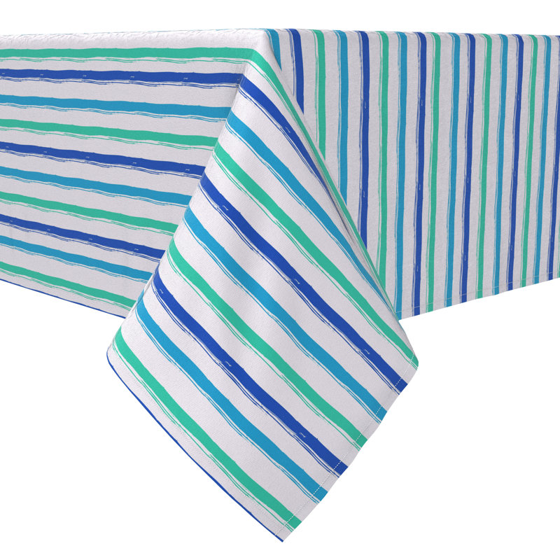 Rectangular Striped Cotton Twill Tablecloth