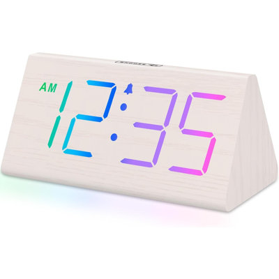 Réveil numérique en bois pour chambre à coucher et bureau, horloge numérique avec grands chiffres