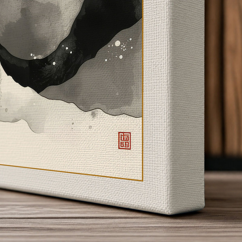 Sunset Over Silent Hills Japandi - Wrapped Canvas, 36x24 - 91.4 x 61.0 cm, Cream Border