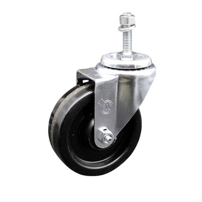 4 Inch_Phenolic Wheel Swivel 10mm Threaded Stem Caster Service Caster Brand