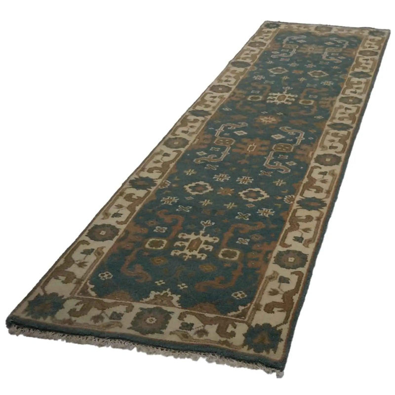 Tapis de couloir bleu clair en coton fait à la main 2 pi 7 po x 9 pi 10 po Xela