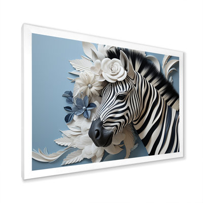Zèbre noir et bleu de couleur pop III sur toile