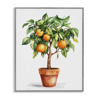 Giclée encadrée d'arbre d'orange en pot, design par Shelly Craig