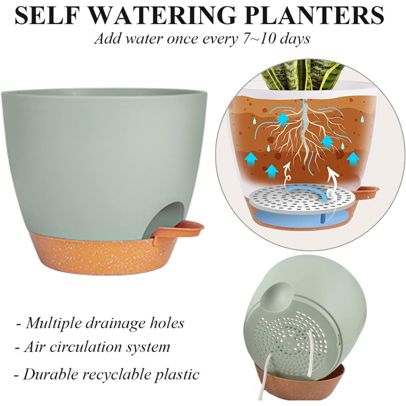 3-pack Self-watering Hanging Planters Green 