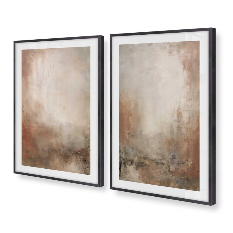 16" x 12" Russet Mists Unfolding Set of 2 Prints  in a Polished Chrome Frame, Weathered Zinc, 15.25" H x 12.25" W