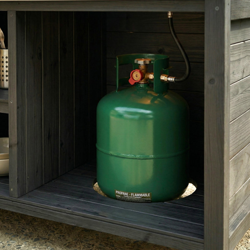 Armoire de rangement d'extérieur en cèdre avec compartiment pour réservoir de propane, Noir