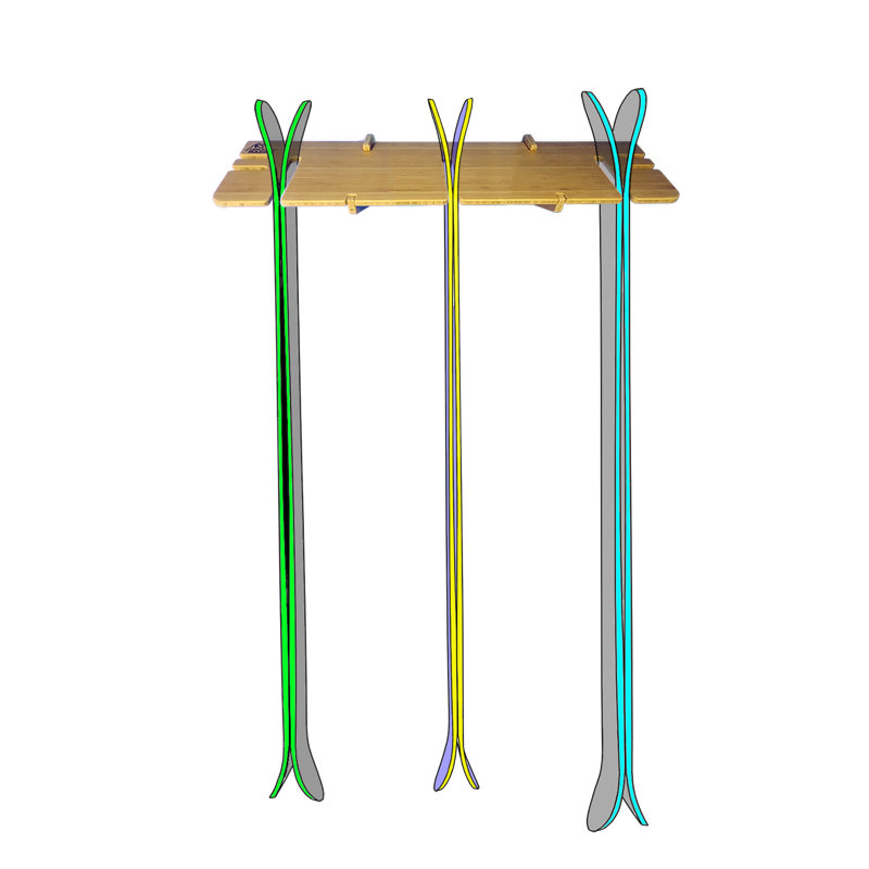 Ski Racks Bamboo Wall Mounted Required Multi-Use Ski/Snowboard Rack