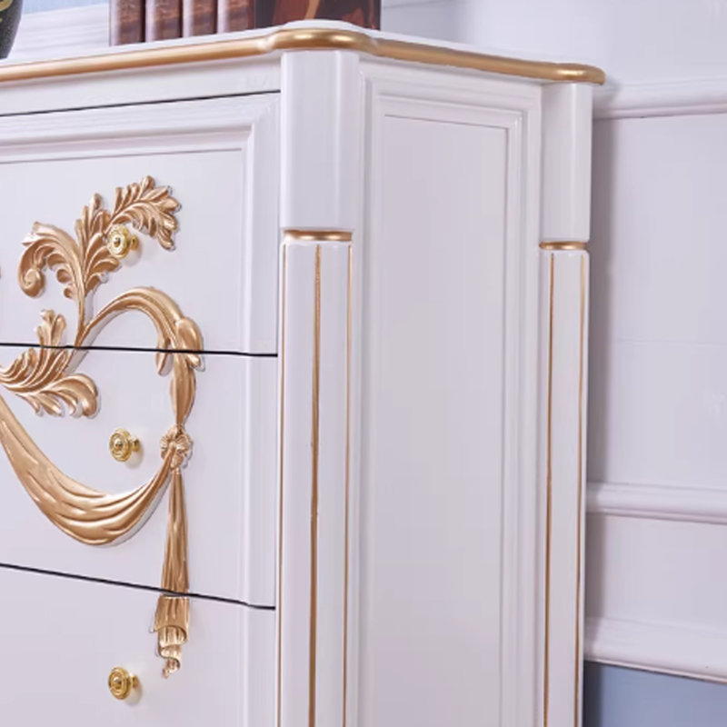 Armoire d'entrée peinte de style européen, Blanc / Doré