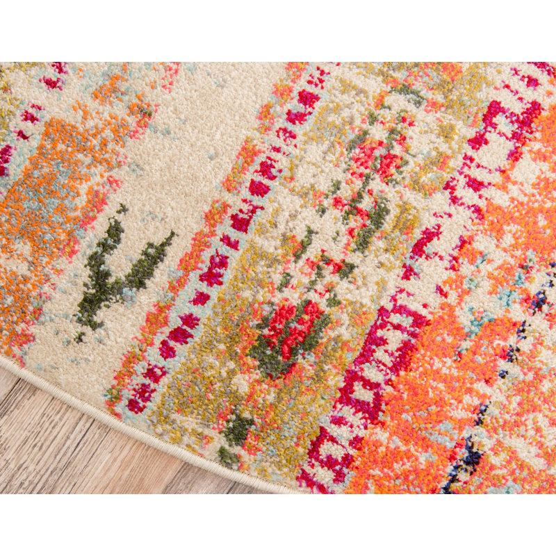 Newburyport Washable Geometric Indoor Rug, Round 5'