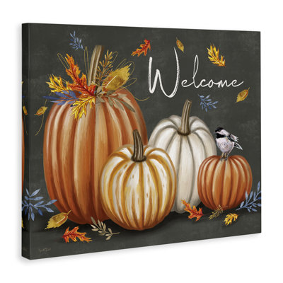 "Welcome with Autumnal Pumpkins", art mural sur toile par Elizabeth Tyndall