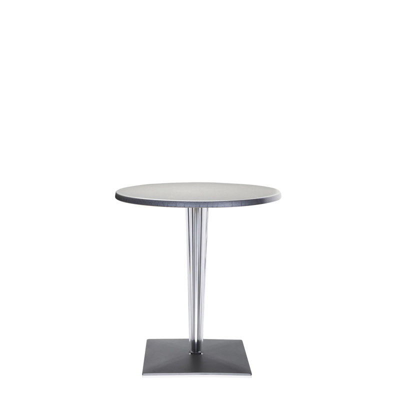 Table basse TopTop per Dr. Yes Quadrato, H 28,38 po x L 28 po x l 28 po, Mélamine aluminium, Chrome / Gris foncé