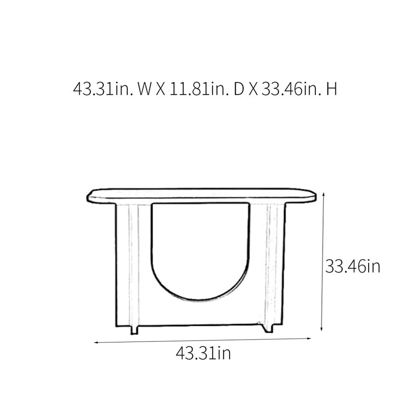 Retro Minimalist Console Table, 33.46" H x 43.31" W x 11.81" D