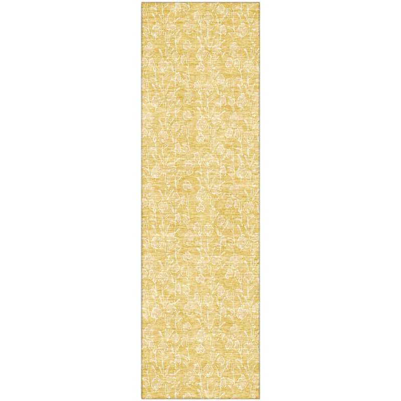 Premium Machine Washable Prisco Gold Rug, Runner 2'3" x 7'6"