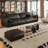 Black Genuine Leather 2 - Piece Living Room Set