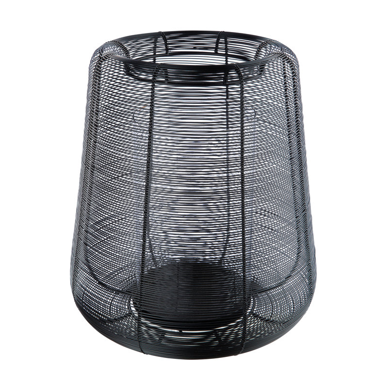 Metal Tabletop Hurricane, Black, 35cm H x 30cm W x 30cm D