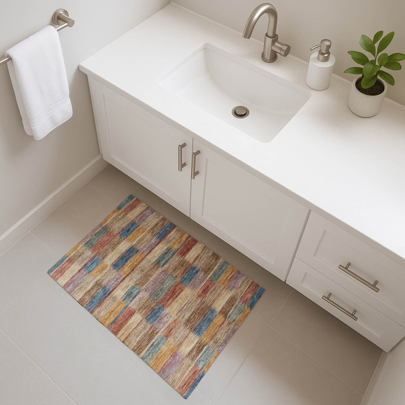 Premium Machine Washable Brennon AMF1628 Stripes Rug, Rectangle 1'8" x 2'6"