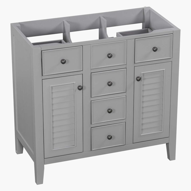 Meuble-lavabo de haute qualité avec plusieurs options de rangement et fabrication durable, Gris